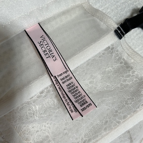 Victoria’s Secret Dream Angel White Lace Velvet Strap Demi Bra Corset - Picture 7 of 7